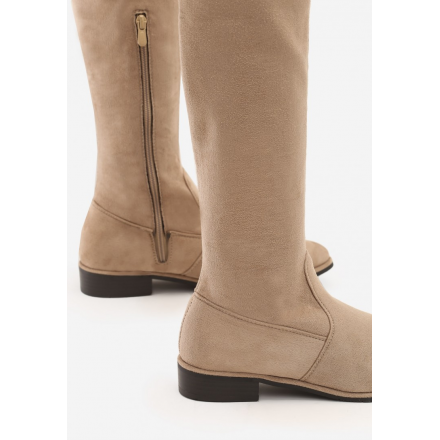 Beige Flat boots T060-42-beige