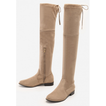 Beige Flat boots T060-42-beige