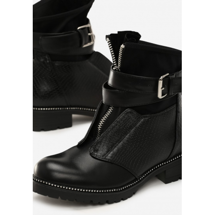 Black Women's flat boots 7342-38-black