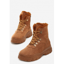 Camel boots on a flat Trapper shoes 8480-68-camel
