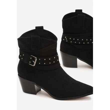 Black women's high heels cowboy boots 8503-38-black