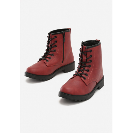 Bordowe Botki damskie  T126-453-w.red