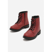 Bordowe Botki damskie  T126-453-w.red