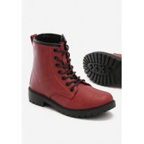 Bordowe Botki damskie  T126-453-w.red