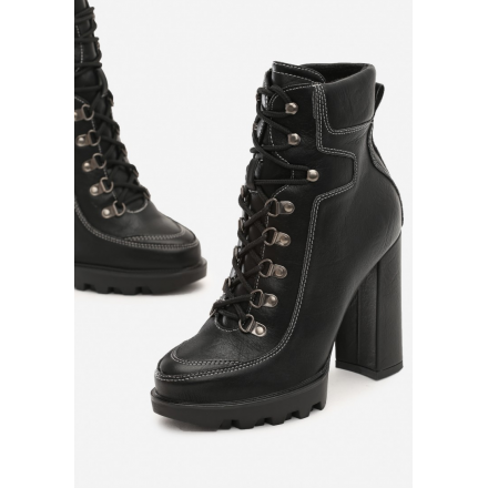 Black Tied boots on a high post 8532-38-black