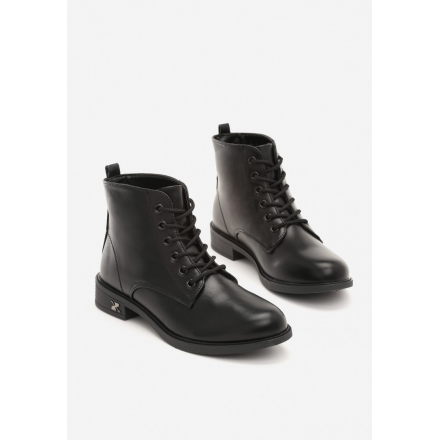 Czarne Botki płaskie 8520-1A-38-black