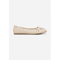 Beige ballerinas, openwork. Round toe. Made of eco-leather. 3345-42-beige