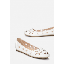 Openwork women's ballerinas. With a round toe. Made of eco-leather. 3346-71-white