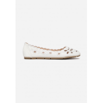 Openwork women's ballerinas. With a round toe. Made of eco-leather. 3346-71-white