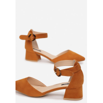 <span>Women's pumps, made of eco-suede. Insole made of eco-leather, fastened with a buckle at the ankle. Low heel, pointed t