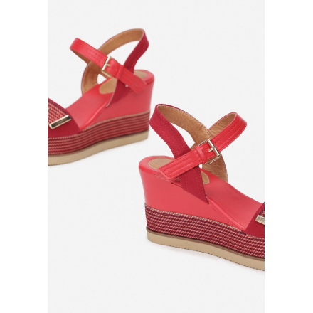 Red Women's sandals on the wedge 6280-64-red